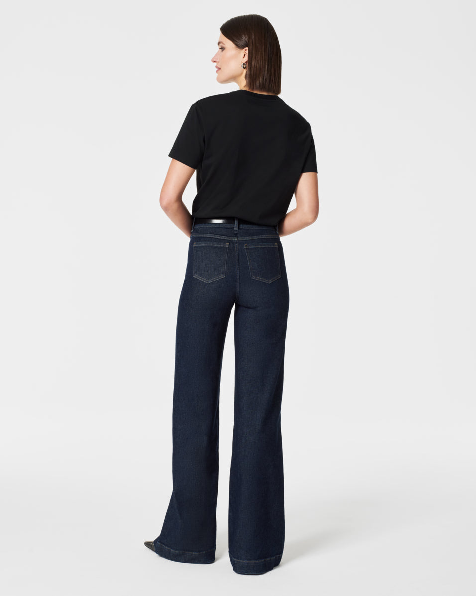 Wide Leg Jeans, Raw Indigo  Flattering Pants For Wide Hips