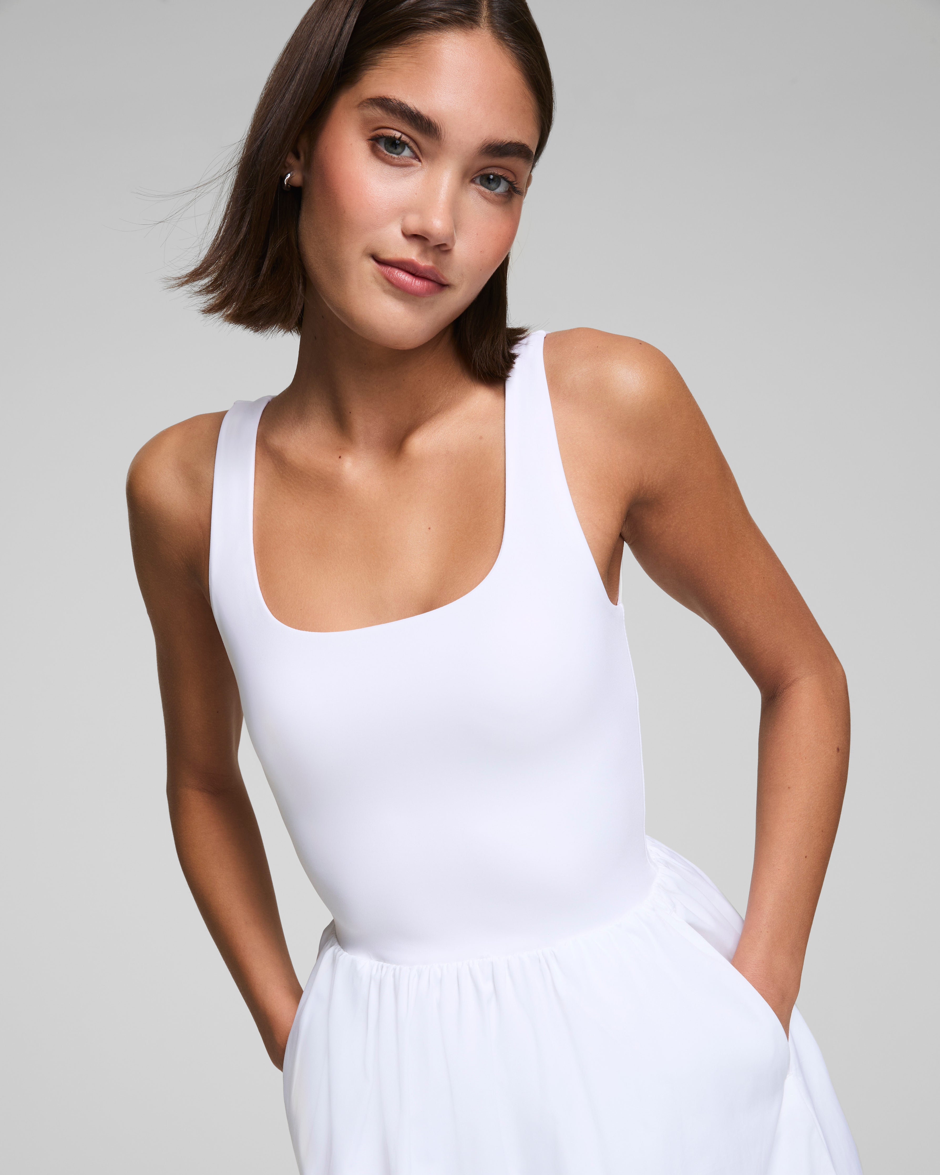 SPANXsmooth™ Jersey Scoop Neck Tank Midi Dress, White