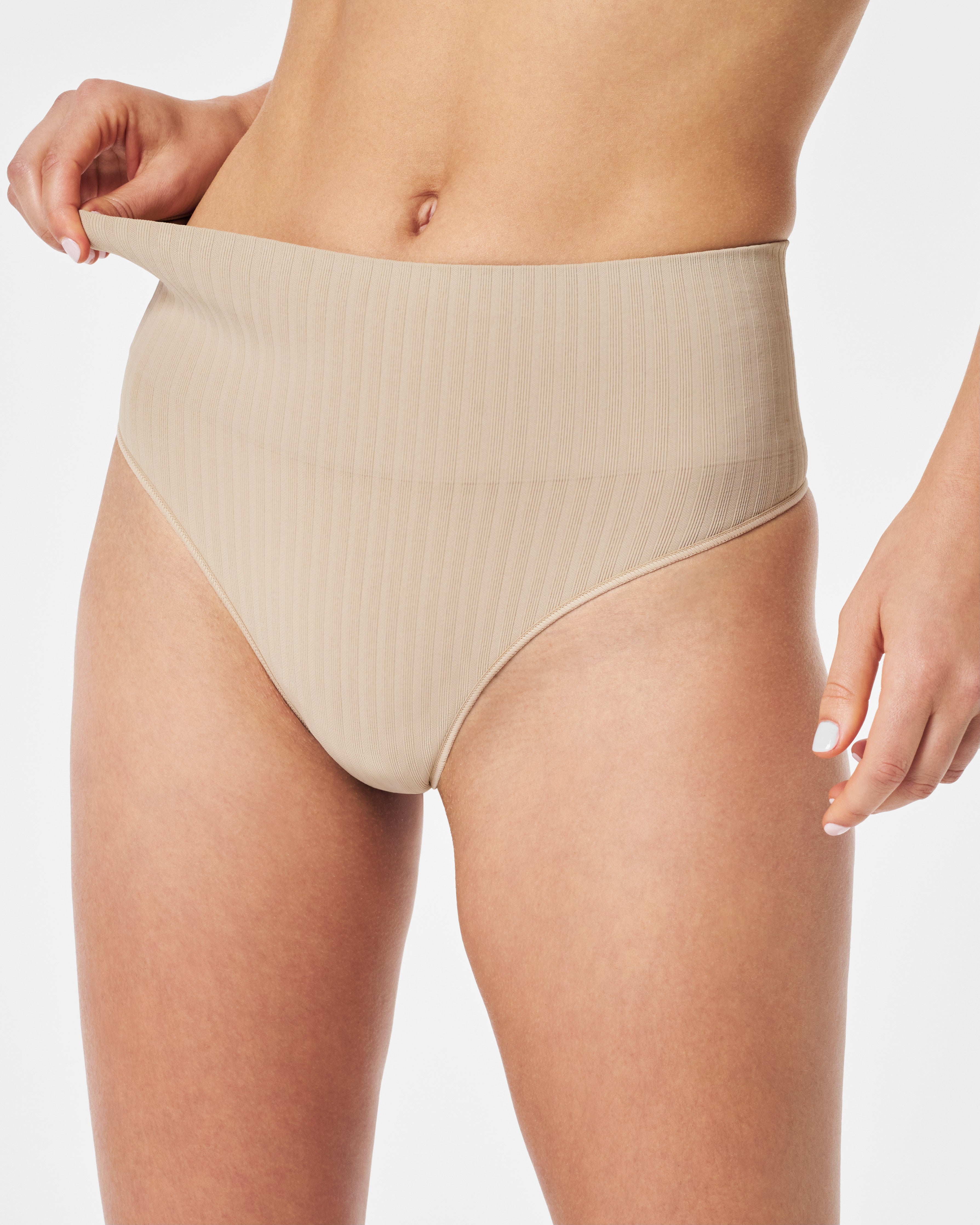 Ecocare High-rise Stretch-woven Thong In Chestnut Brown