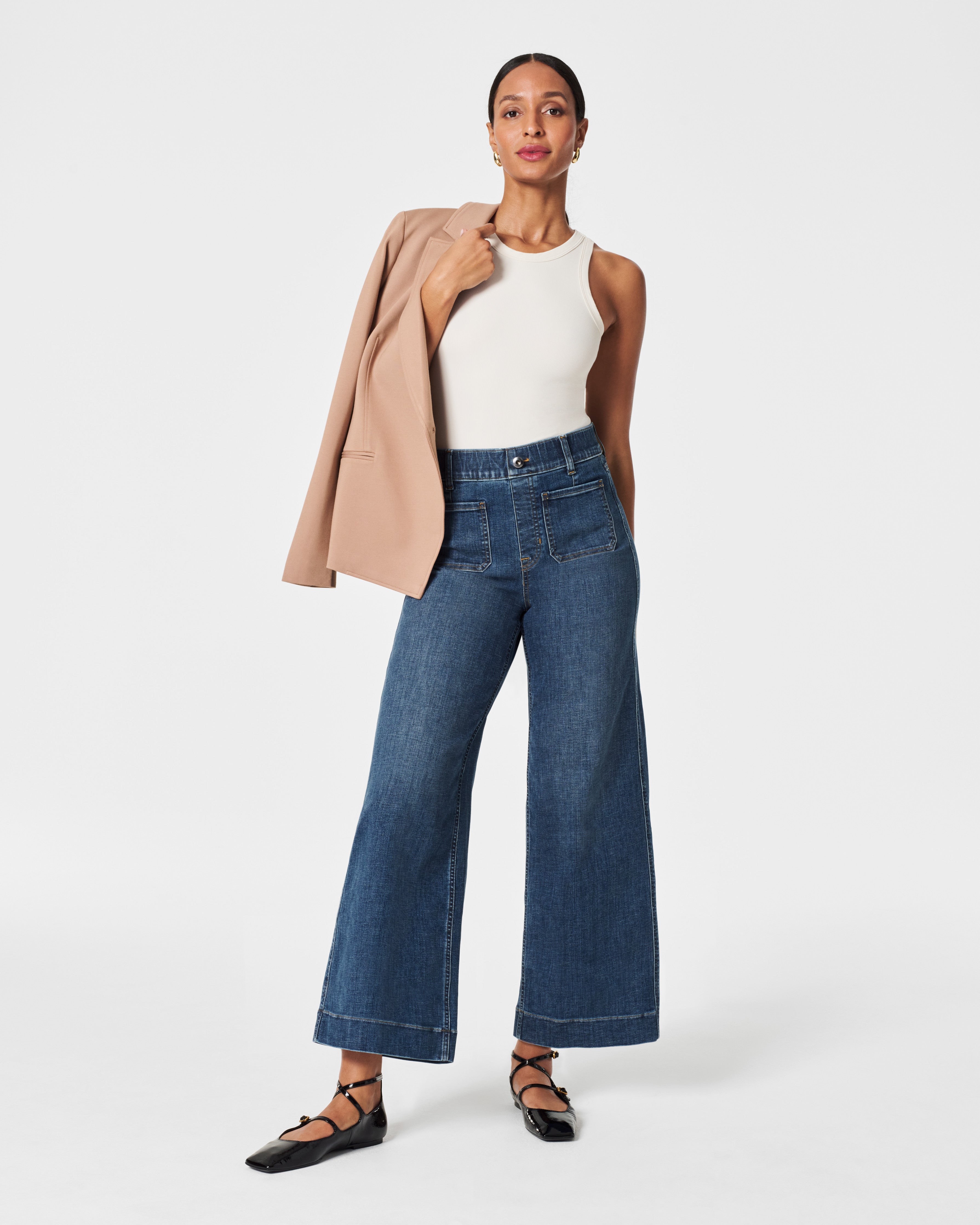 Spanx's New Pull-On Wide-Leg Jeans Are So Comfy and Flattering, I'll Be  Wearing Them All Spring