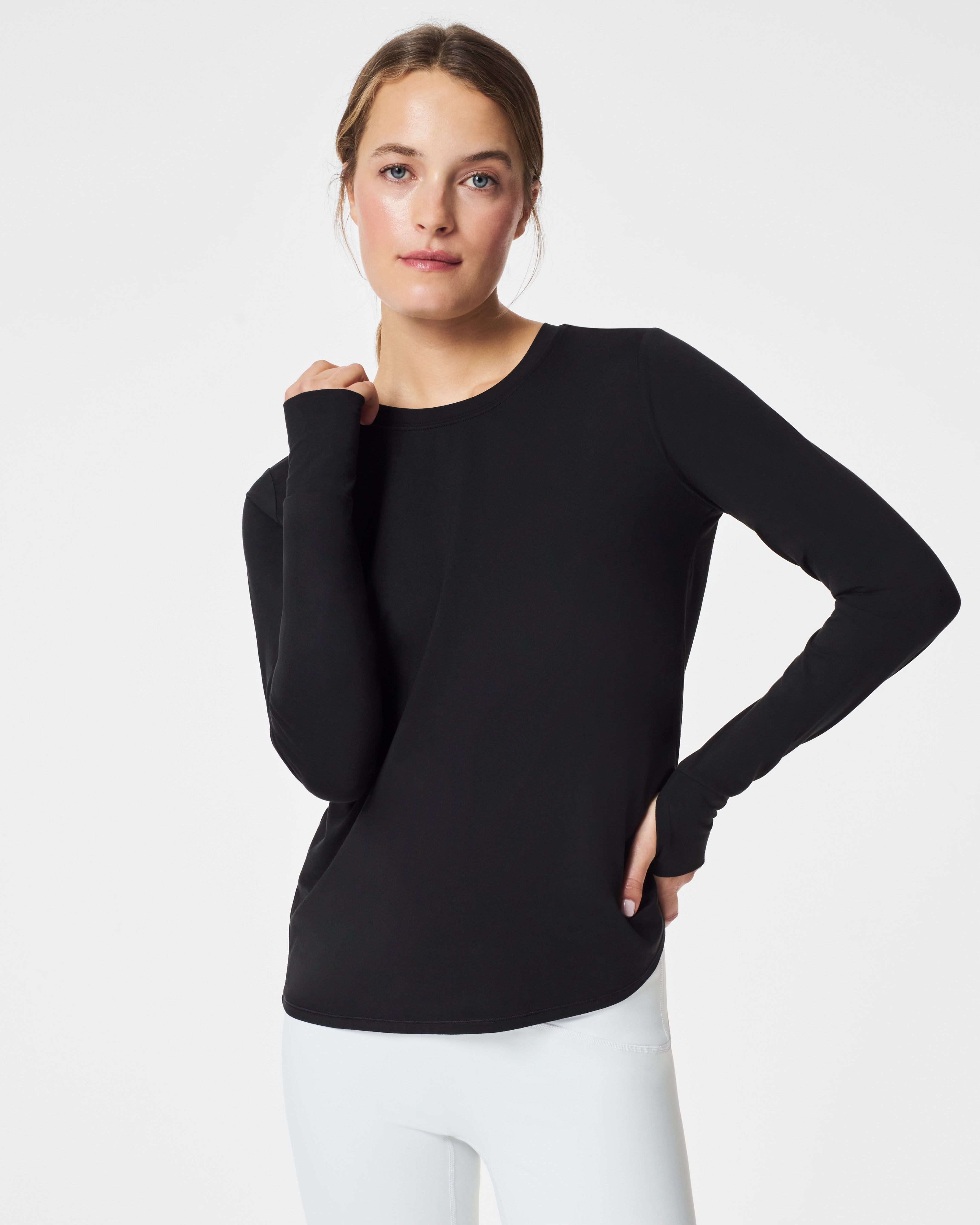 Spanx Better Base Long Sleeve Crew Top Powder  Pretty Please Houston -  Pretty Please Boutique & Gifts