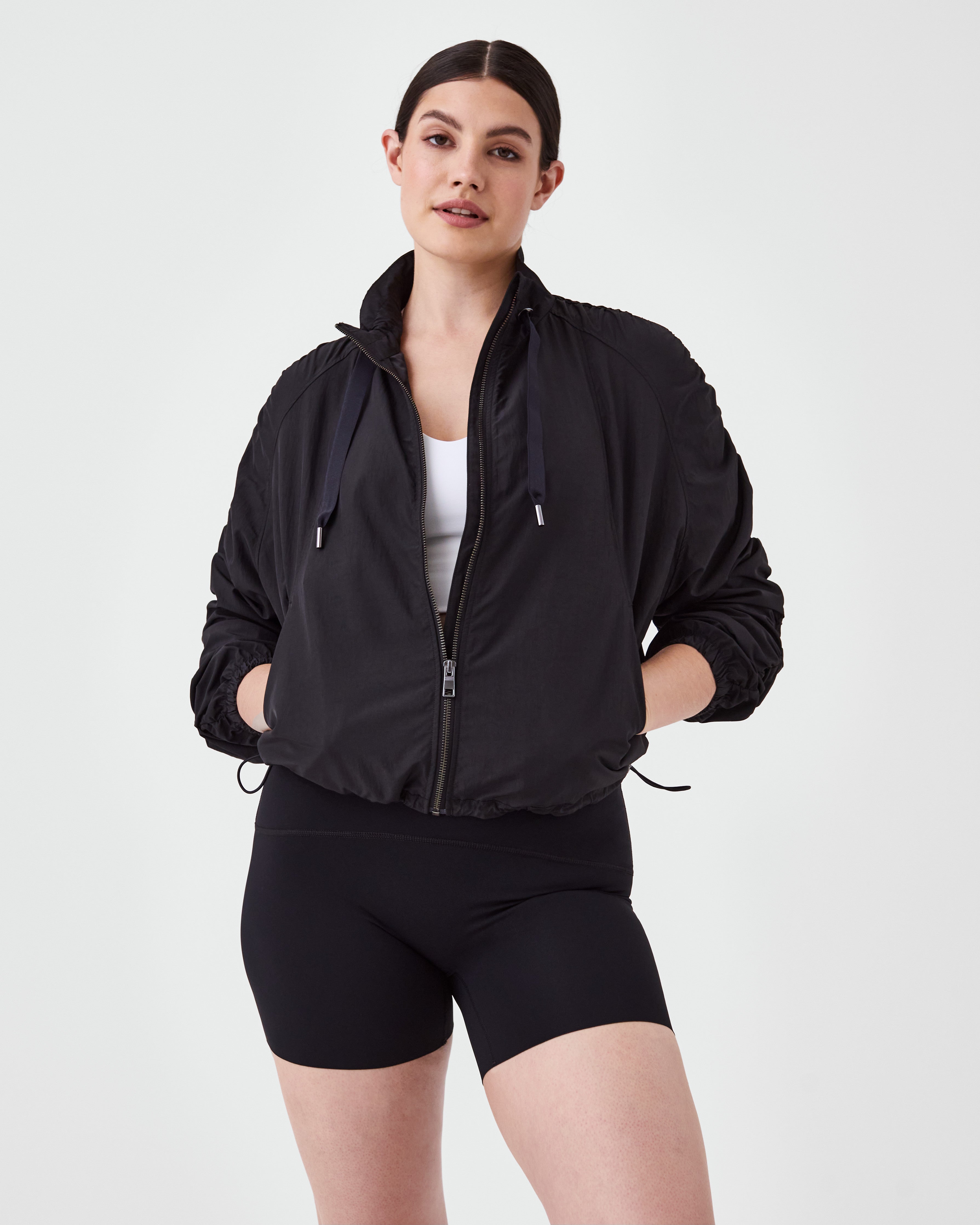 SPANX, Jackets & Coats, Spanx Womens Black Contour Full Zip Jacket  Athleisure Lightweight Sweat