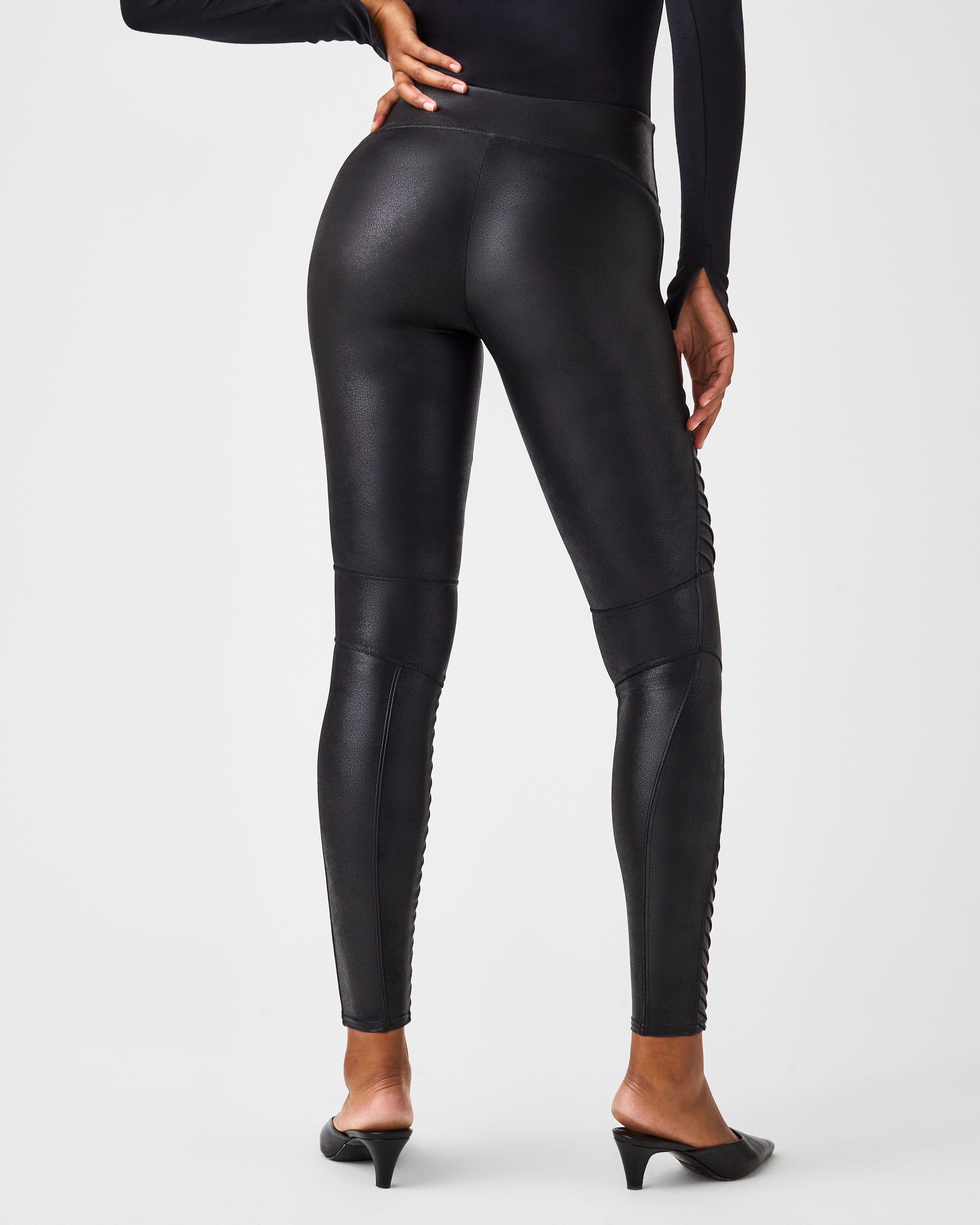 SPANX top Faux Leather Moto Leggings