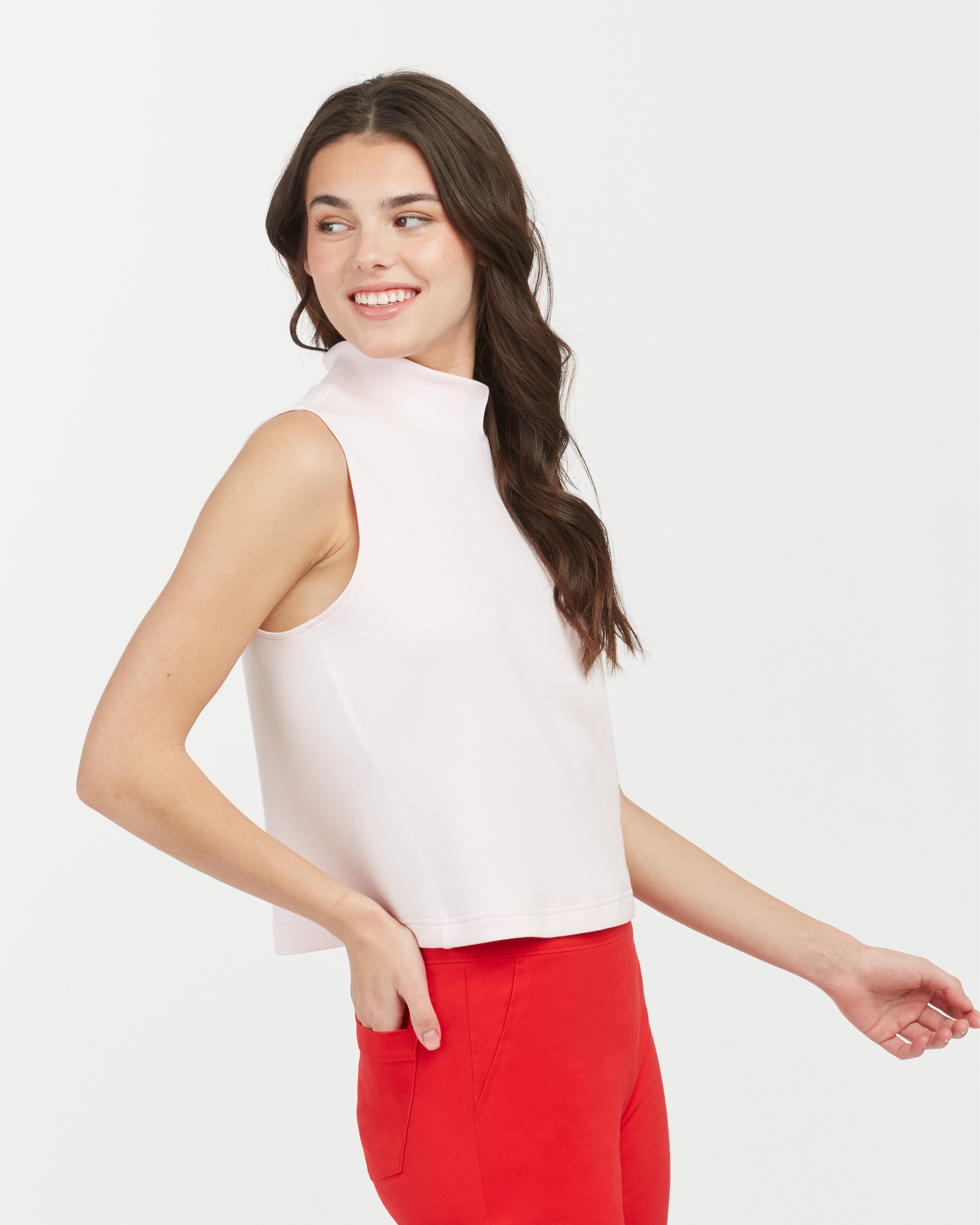 Spanx On Top and In Control Draped V Sleeveless - Vanilla