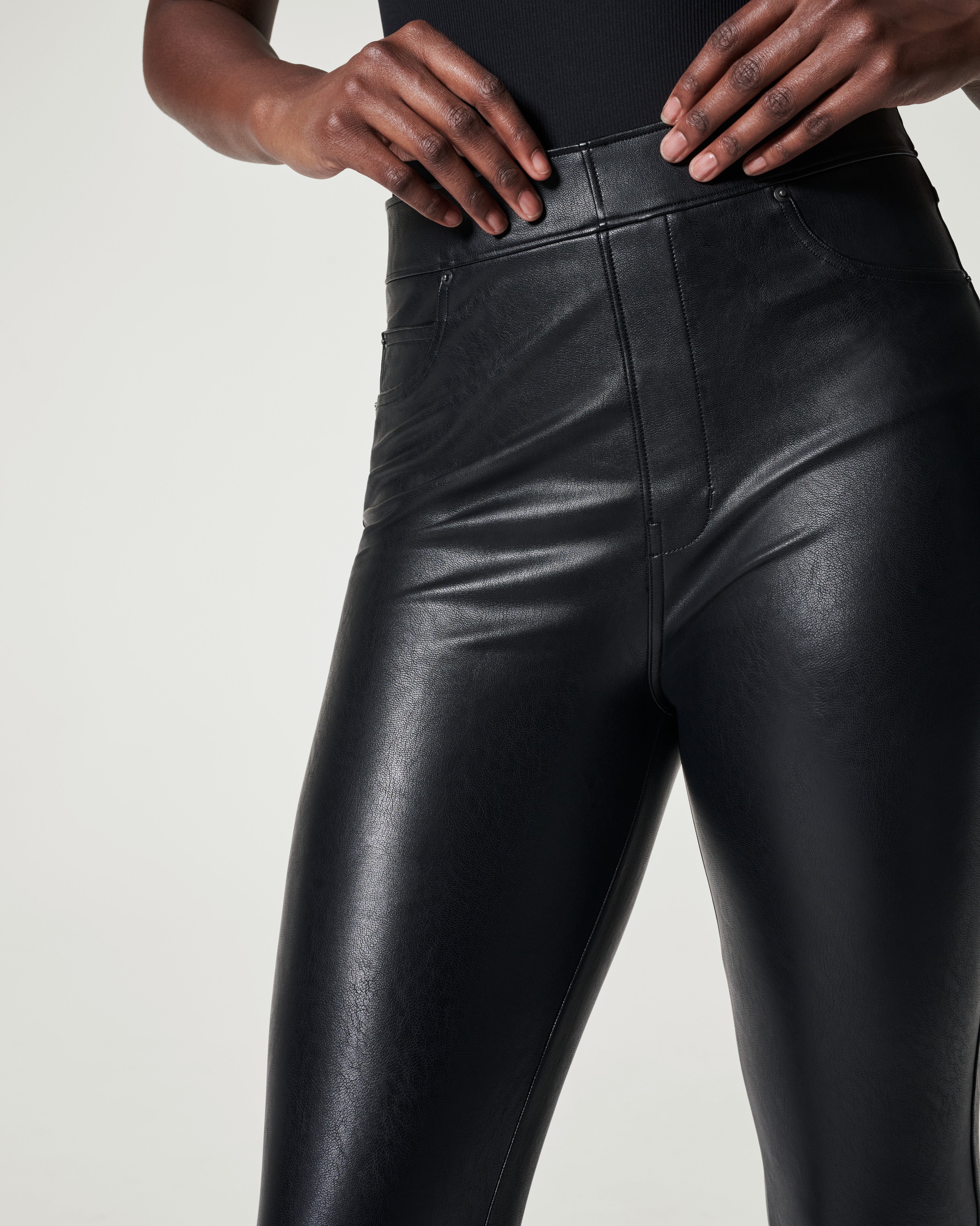 SPANX LEATHER LIKE FRONT SLIT PANTS - Steve's on the Square