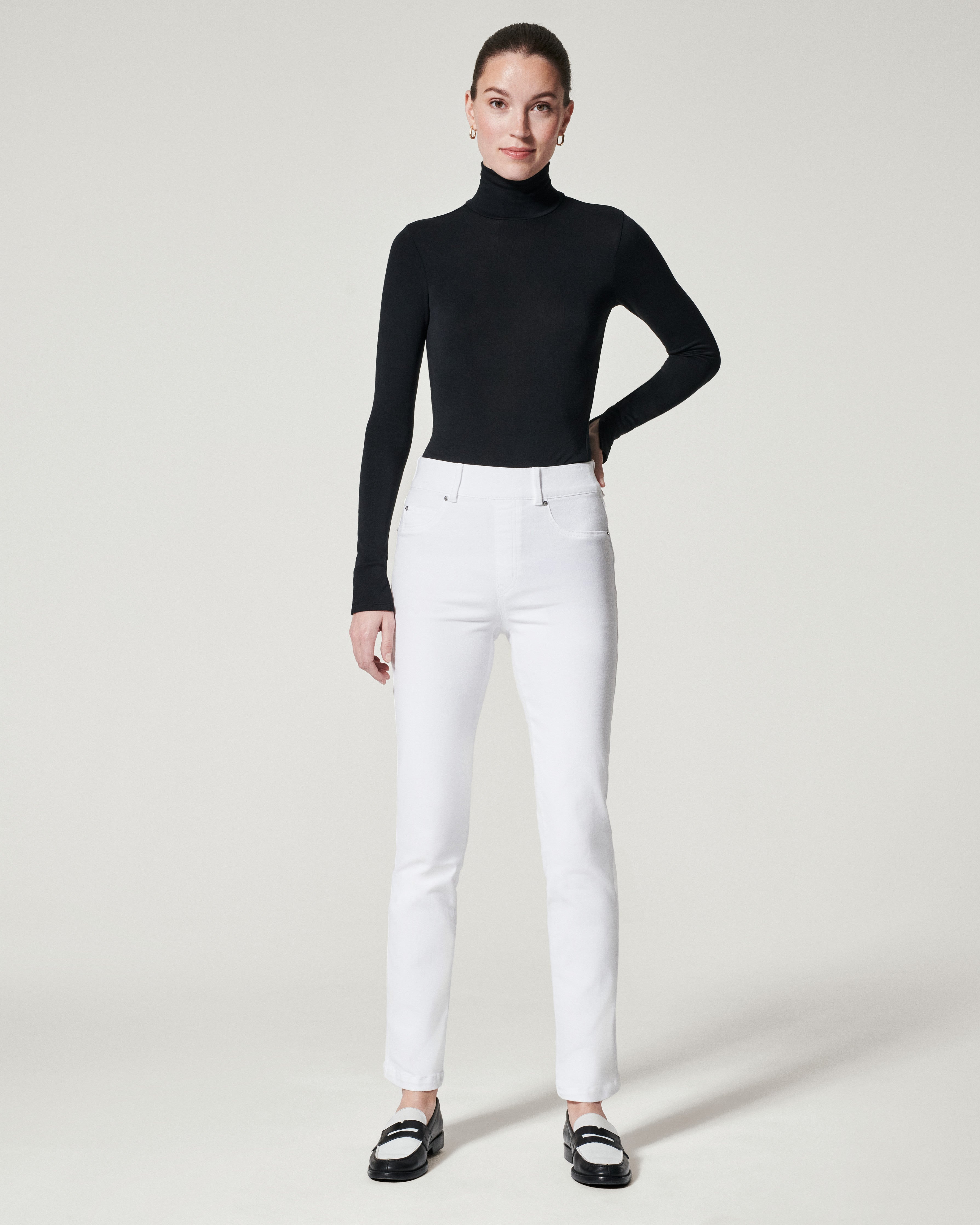 Spanx Pants Womens Extra Large White Slim Straight Stretch Cotton 30x26