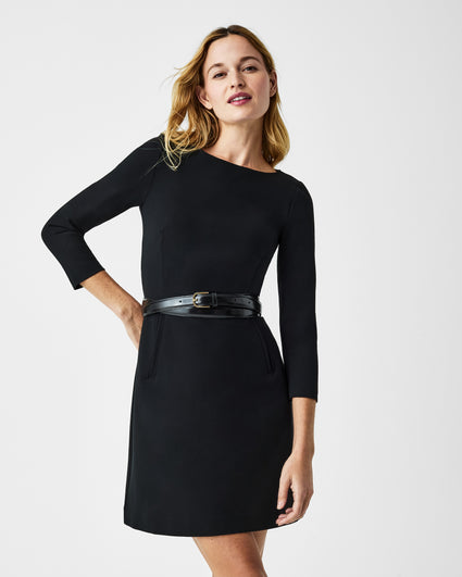 SPANX, Dresses, Nwt Spanx The Perfect Shift Aline 34 Sleeve Black Dress  Women Sz X