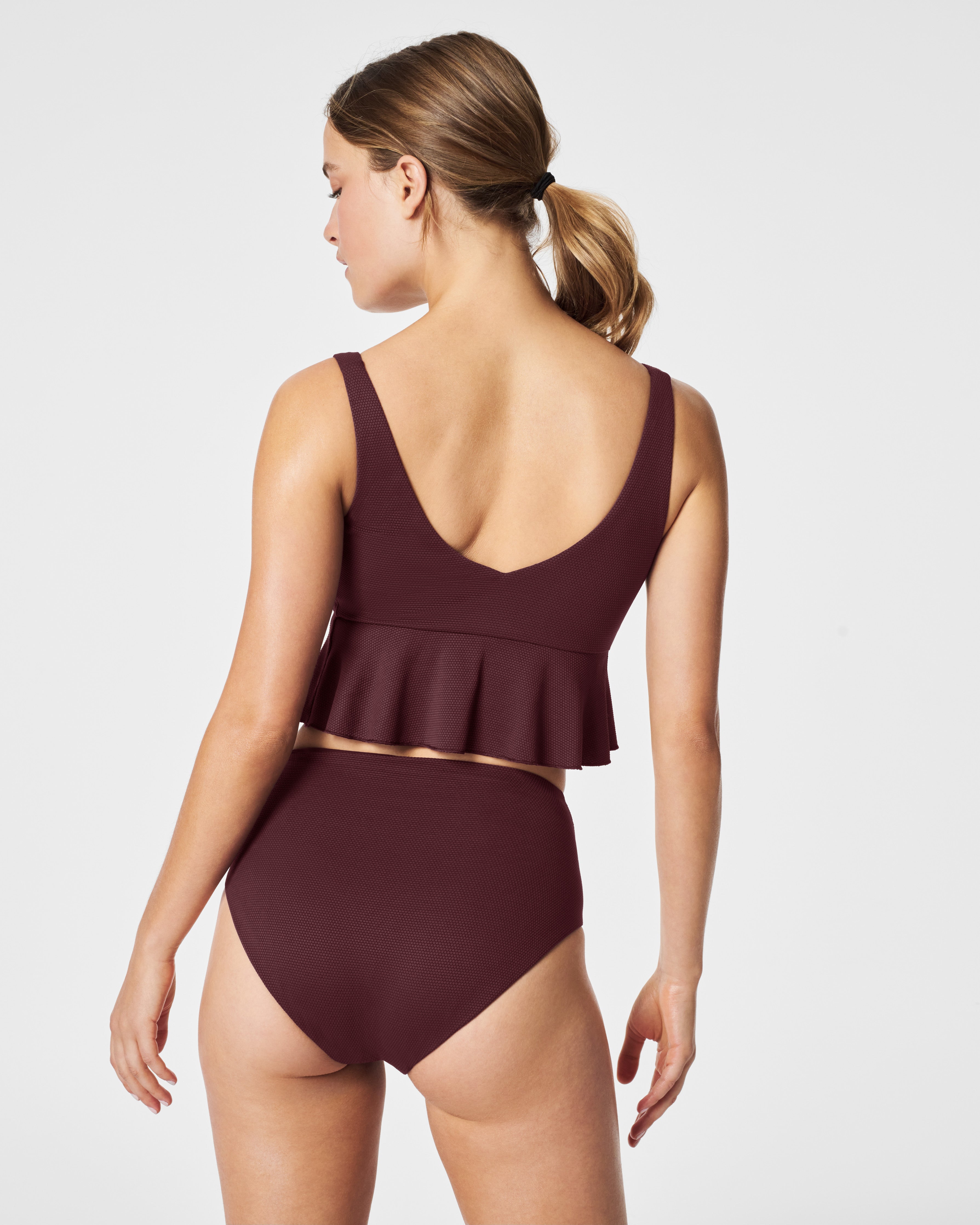 Pique Longline Flounce Swim Top for Women SPANX