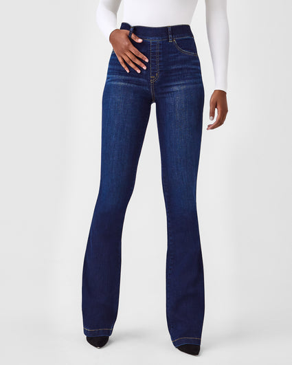 SPANX® Womens Cropped Flare Jean, 3X, Black Libya