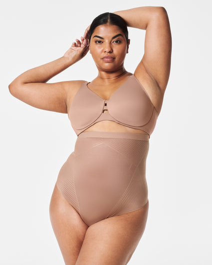 Ecocare High-rise Stretch-woven Thong In Chestnut Brown