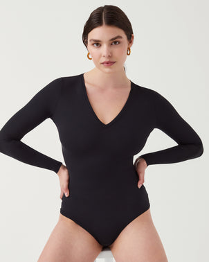 Shapewear Bodysuit Shoulder Ruffle Flying Sexy Body Suit Sleeves Long Sleeve  Jumpsuit Long Sleeve Bodysuit (Black, S) at  Women's Clothing store