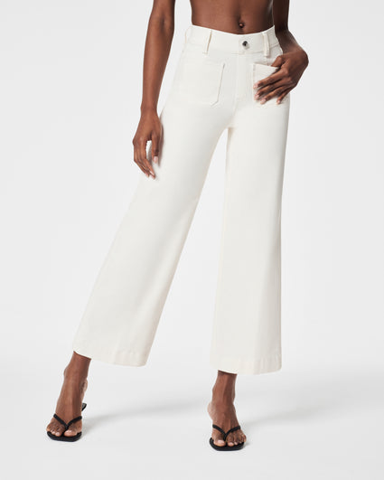 SPANX, Pants & Jumpsuits, Spanx Stretch Twill Cropped Wide Leg White