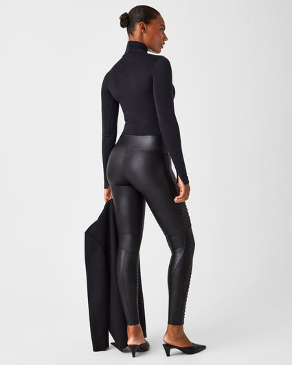 Assets By Spanx, Pants & Jumpsuits, Nwot Spanx Assets Motofaux Leather  Ponte Black Leggings Womens S