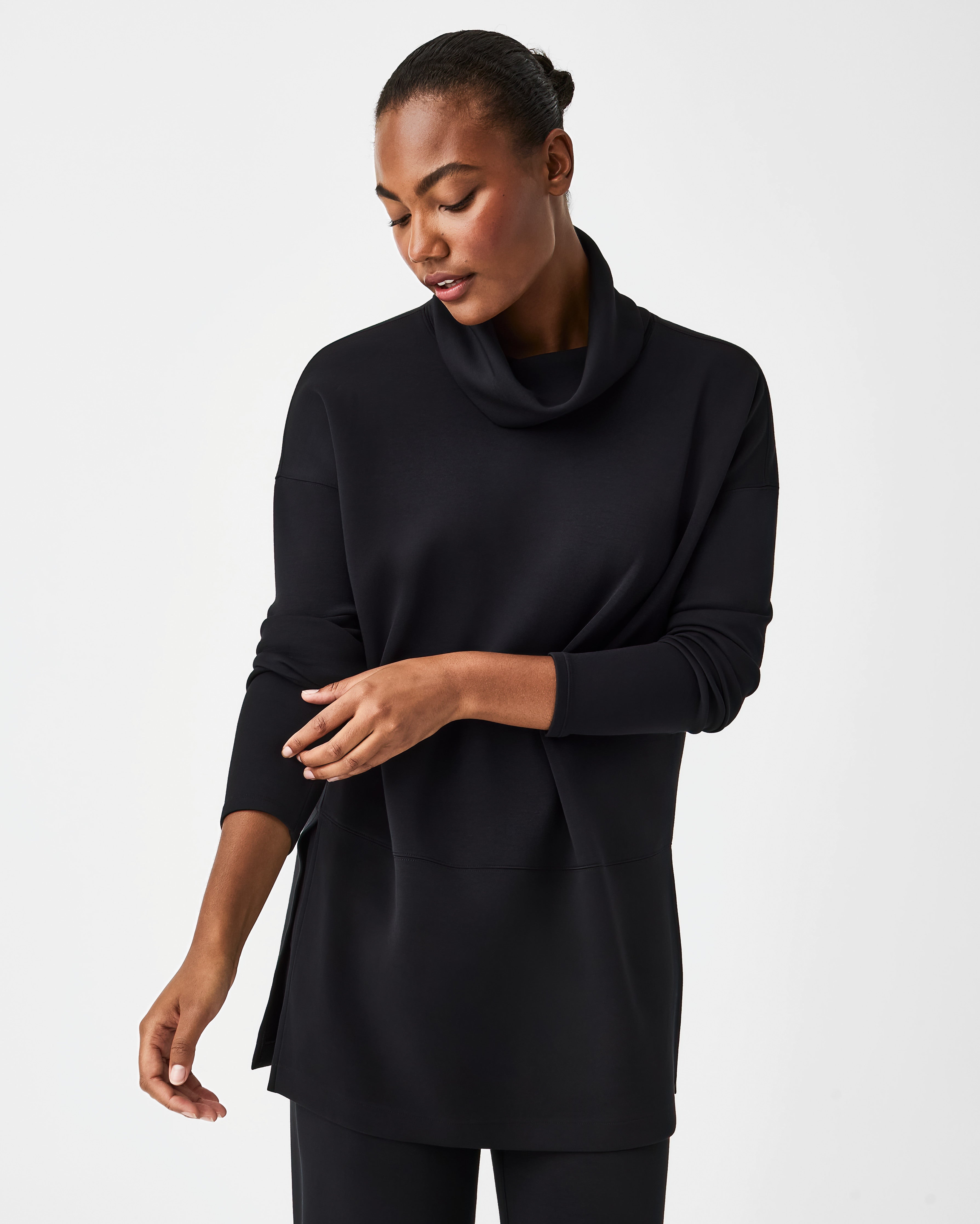 Black turtleneck tunic top online