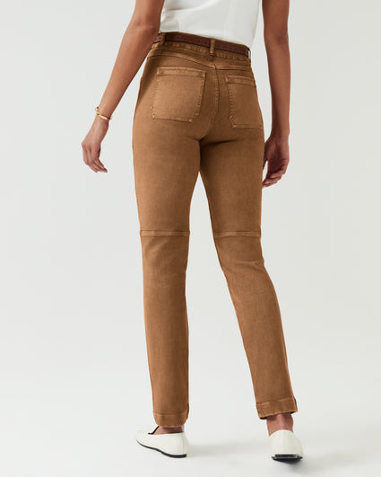 Stretch Twill Cropped Wide Leg Pant Large Petite Acorn Brown Spanx