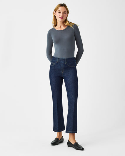 Spanx Leather Like Long Sleeve Shirt Toffee – The Blue Collection