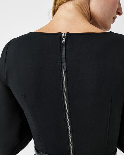 Spanx Perfect A-Line Black 3/4 Sleeve Dress Midi Length Size Medium