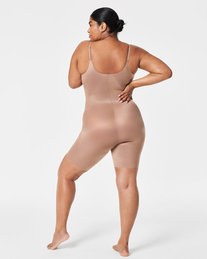 Spanx: Thinstincts® 2.0 Open-Bust Mid-Thigh Champagne Bodysuit - 10235R