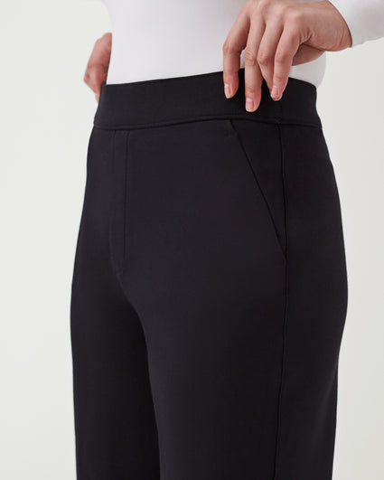 SPANX Women's Black Ponte Straight Leg Stretch Pull on Pants (XL