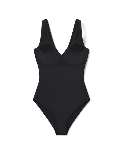 Spanx Women's One Piece Swimsuit w Grommet Detail Black White Size 6 
