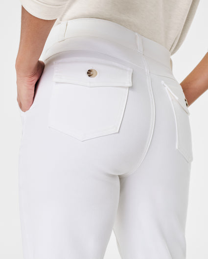 .Spanx Stretch Twill Wide Leg Cropped Pant, White