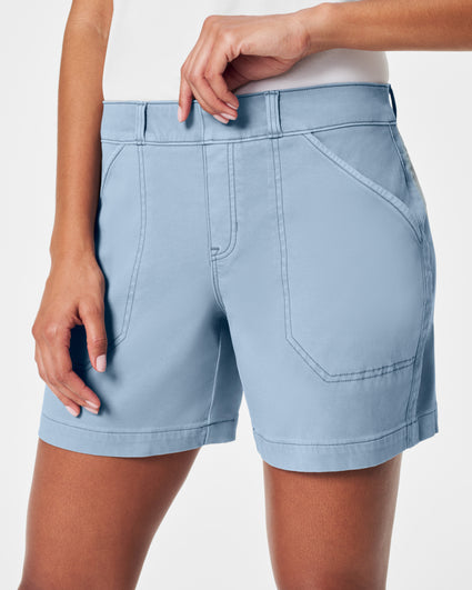 $78 SPANX Stretch Twill Pull-on Shorts 5 in Almond/khaki Size X