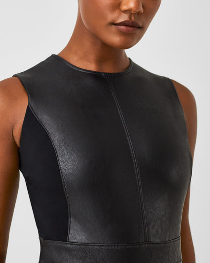 SPANX BLACK Leather-Like Sleeveless Sheath Dress SZ M NWT – AGRI STAR S.A.