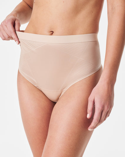 Spanx Ecocare High-rise Stretch-woven Thong In Chestnut Brown
