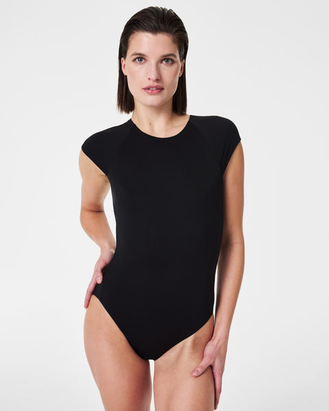 Pique Shaping High Neck Short Sleeve One-Piece – Spanx