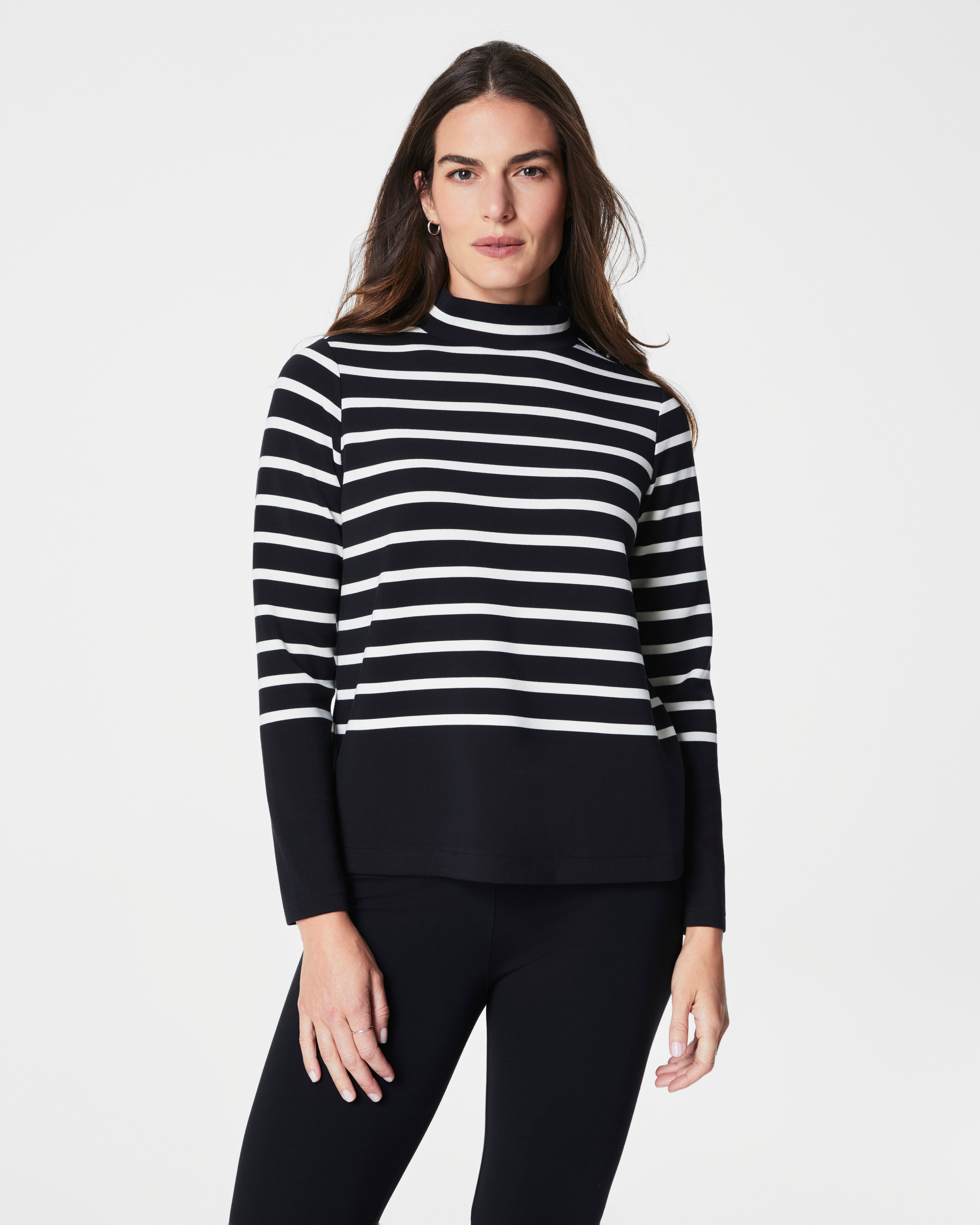 SPANX AirEssentials Mock Neck Striped Top