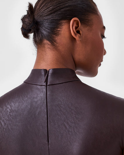 Leather-Like Mock Neck Bodysuit curated on LTK