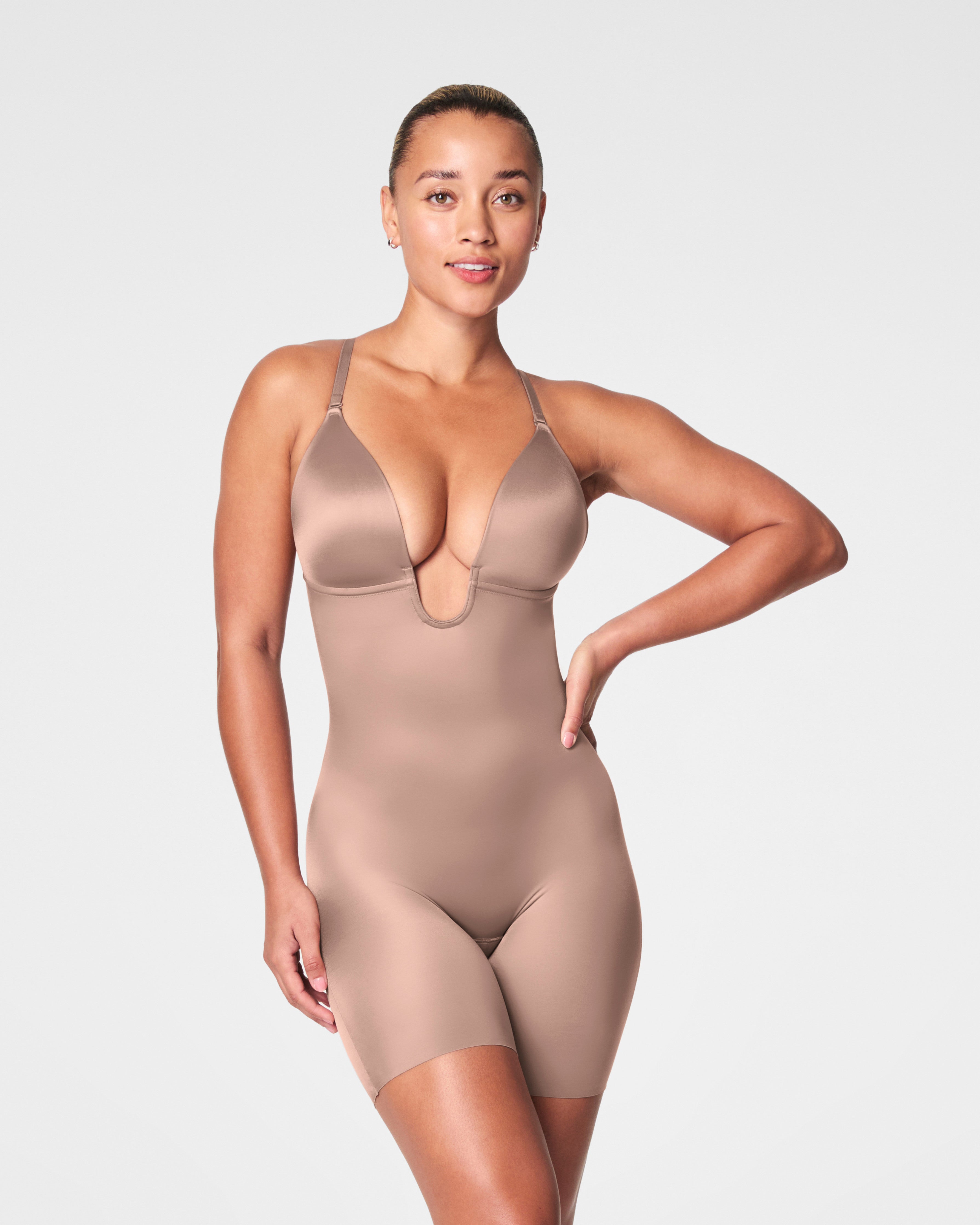 SPANXshape Suit Your Fancy Plunge Low Back Mid Thigh Bodysuit