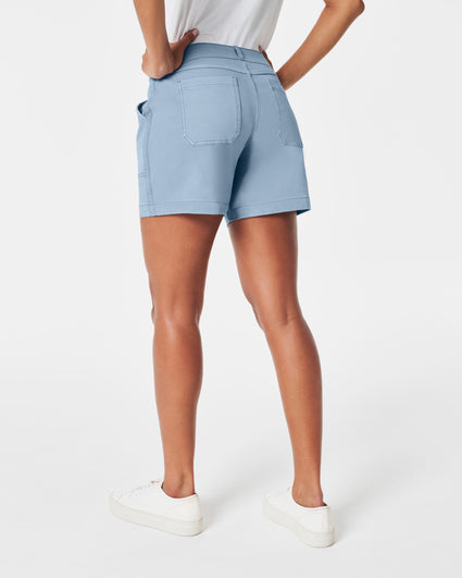 Spanx Women’s Twill Shorts 4” Pull On 4-Way Stretch Size XS Almond Beige  EUC 