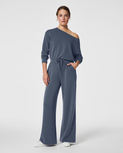 Shape Charcoal Stretch Seamless Zip Front Long Sleeve Jumpsuit