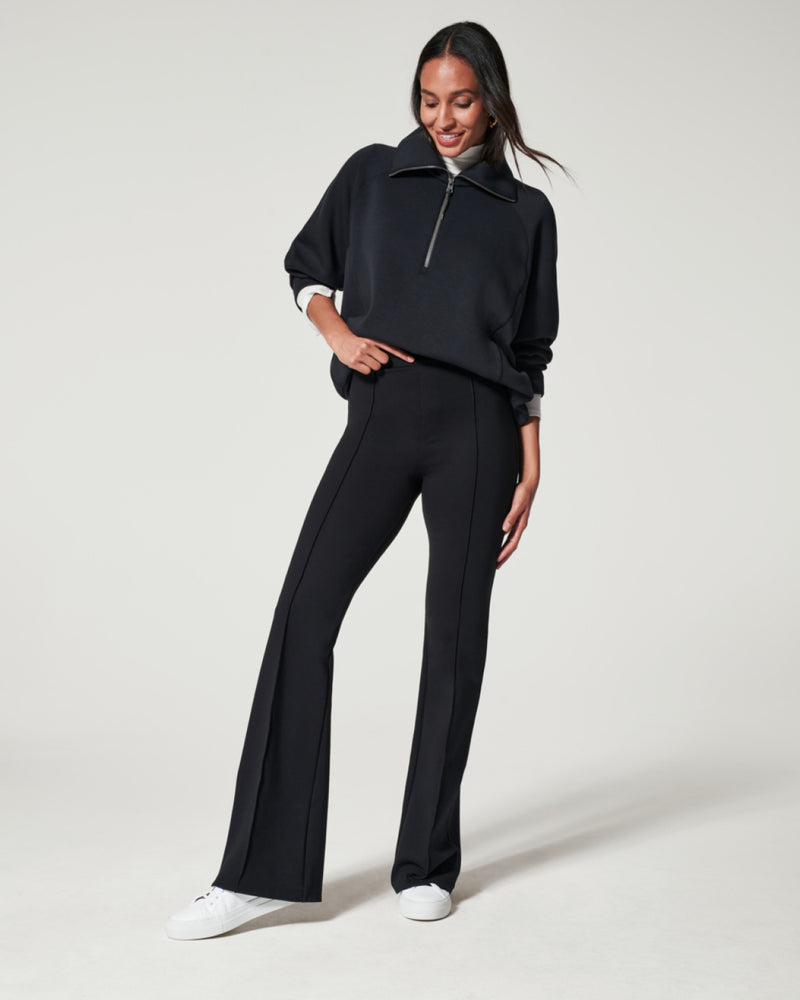 Spanx The Perfect Pant Hi-Rise Flare Black Ponte Knit Pull-On
