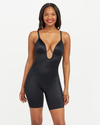 Suit Your Fancy Shaping Plunge Low-Back Mid-Thigh Bodysuit