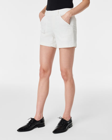 Spanx Bright White 6 Twill Shorts, Spanx White Shorts