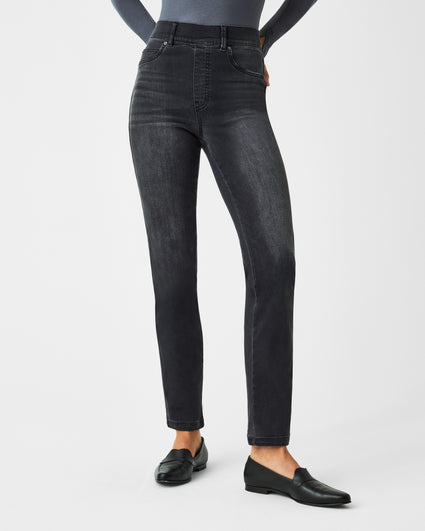 Spanx Ankle Straight Leg Jean in Washed Black
