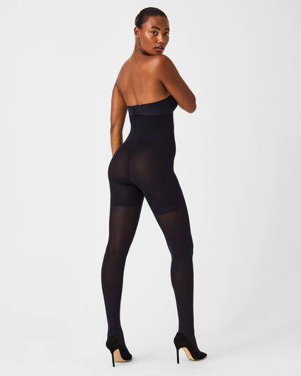 Spanx 160 High Falutin' Footless Pantyhose Black Sz E for sale online