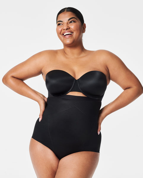 Shapewear for Women Thinstincts Open-Bust Mid-Thigh Bodysuit (Regular and  Plus Sizes) (Color : Black, Size : Small)