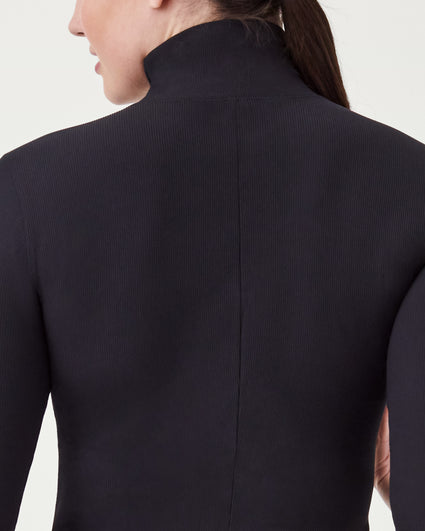 Spanx Long Sleeve Turtleneck Thong Bodysuit Classic Black