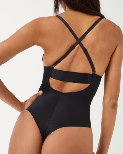 Women's Nude Petite Backless Strappy Thong Bodysuit