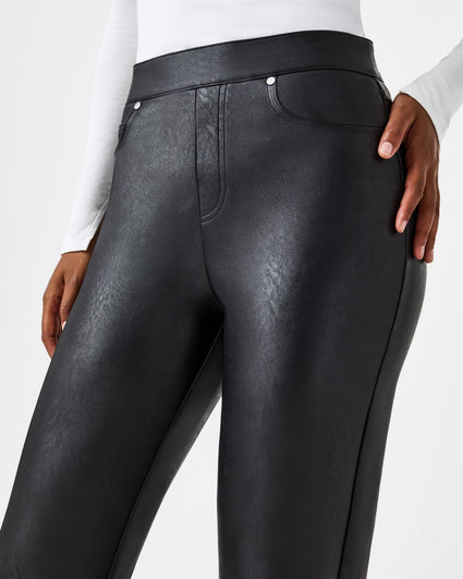 $168 SPANX Faux Leather Like JOGGERS Pants-20283R-BLACK-Size Small