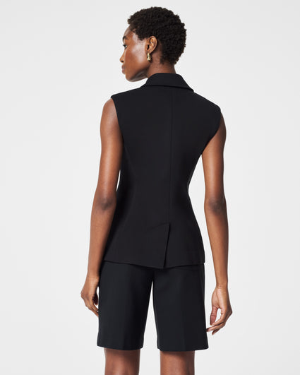 Asymmetric Black Vest/sleeveless Black Tunic/long Zipper Top