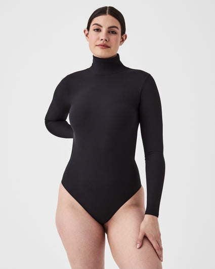Women's Long Sleeve Cold Shoulder Thong Ribbed Bodysuit – Good
