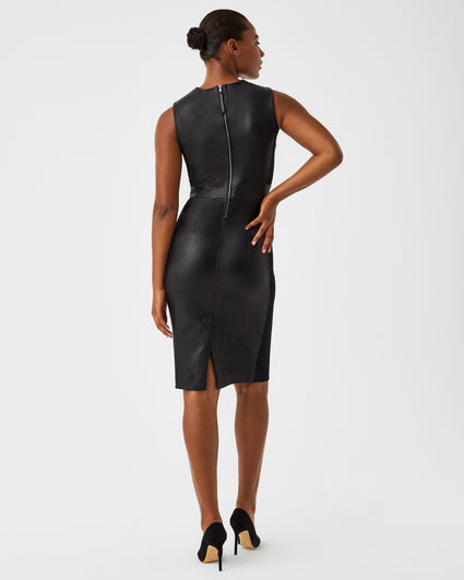 Spanx Leather-Like Short Fitted Combo Dress