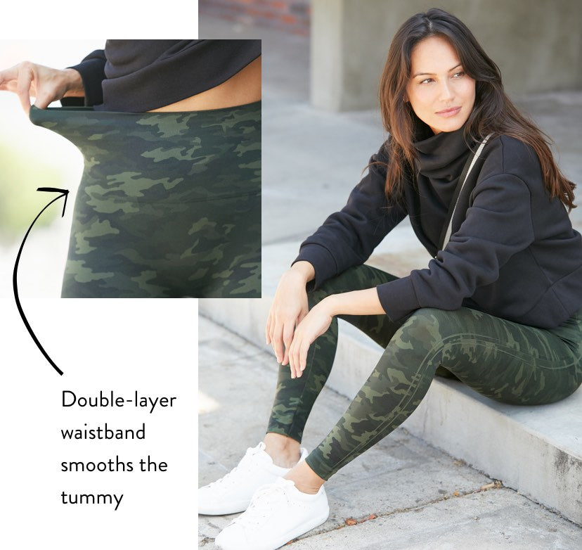SPANX, Pants & Jumpsuits, Spanx Black Camo Seamless Leggings Brand New
