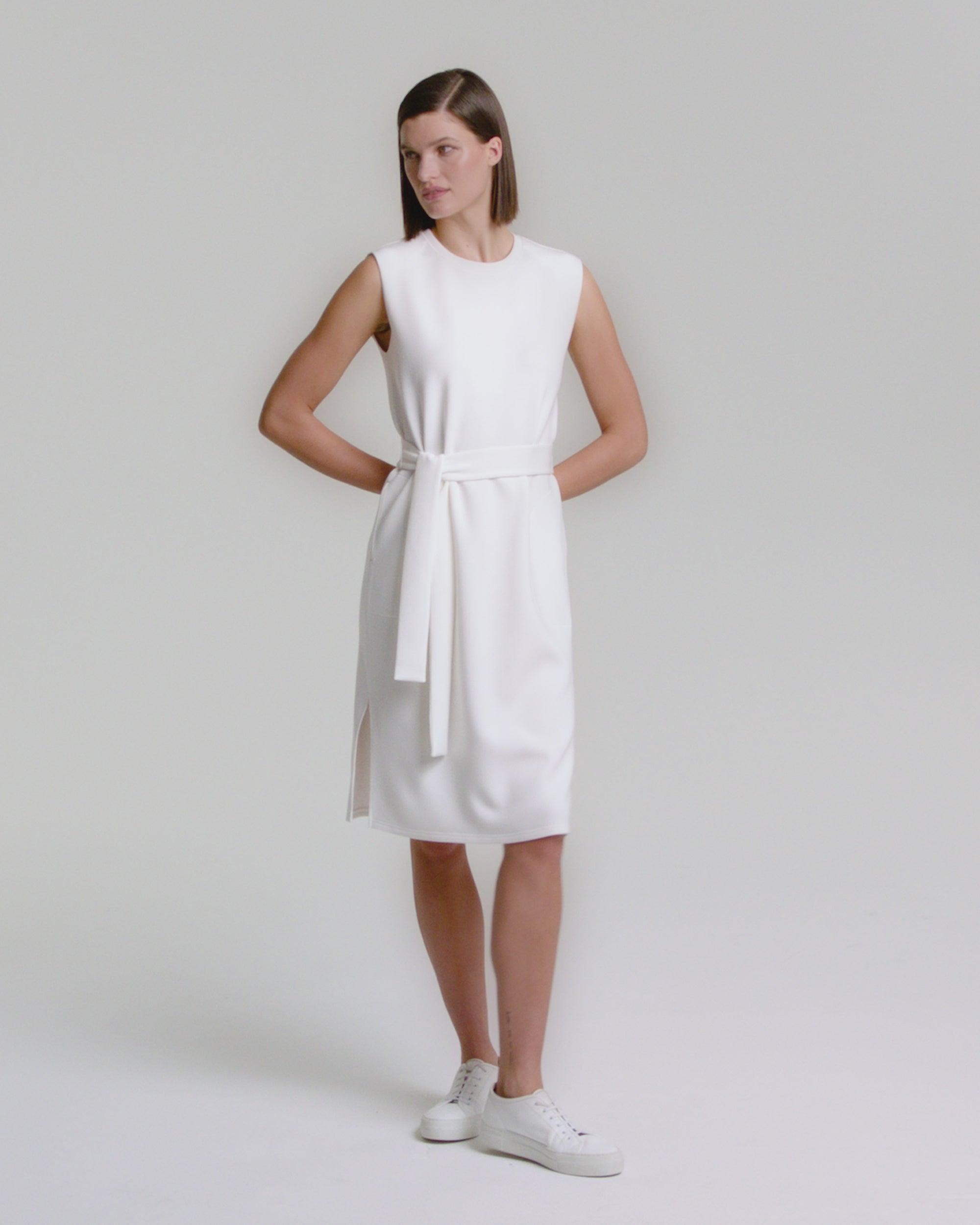 Midi Cocktail Dress, off White Tank Dress, Sleeveless Dress