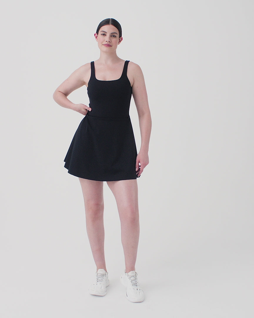 Eleady Dress with Built in Shapewear Black Square Neck Body Shaper