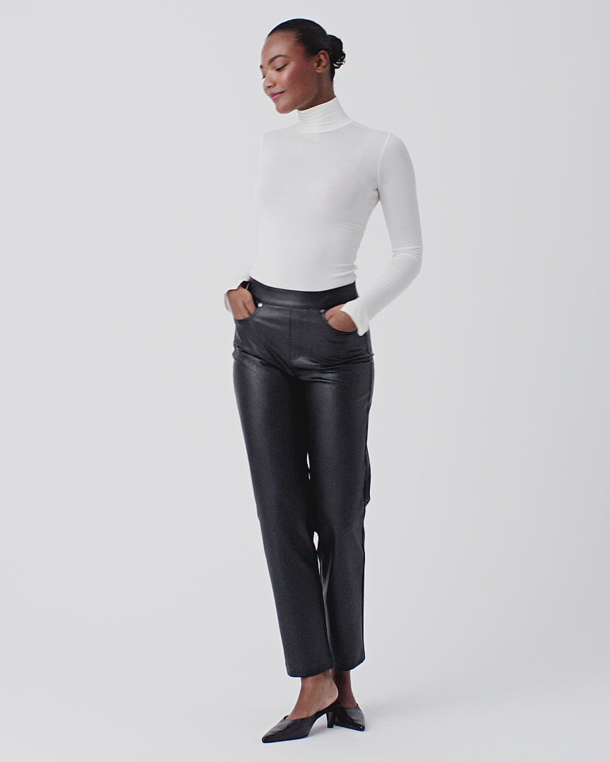 Spanx Leather-Like Front Slit Skinny - PapillonStyles